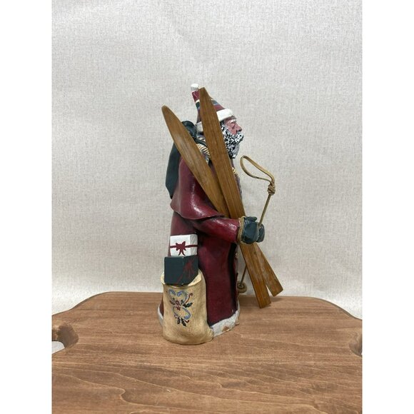 11 Large NORDIC Santa Claus Collectible Figurine with Skis Unmarked Odd - Picture 10 of 11